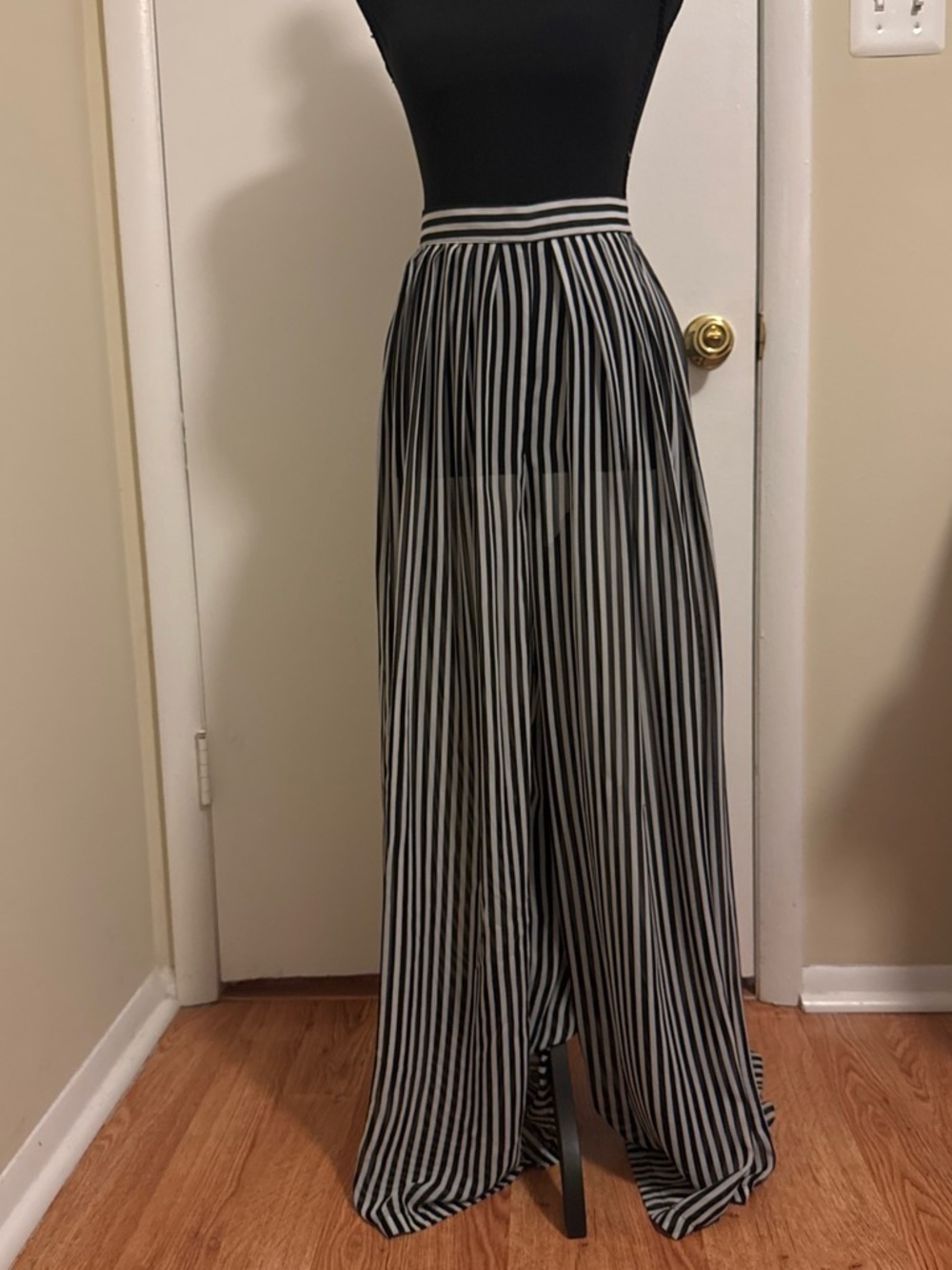American Apparel Chiffon Sheer Striped Palazzo Pants Size S